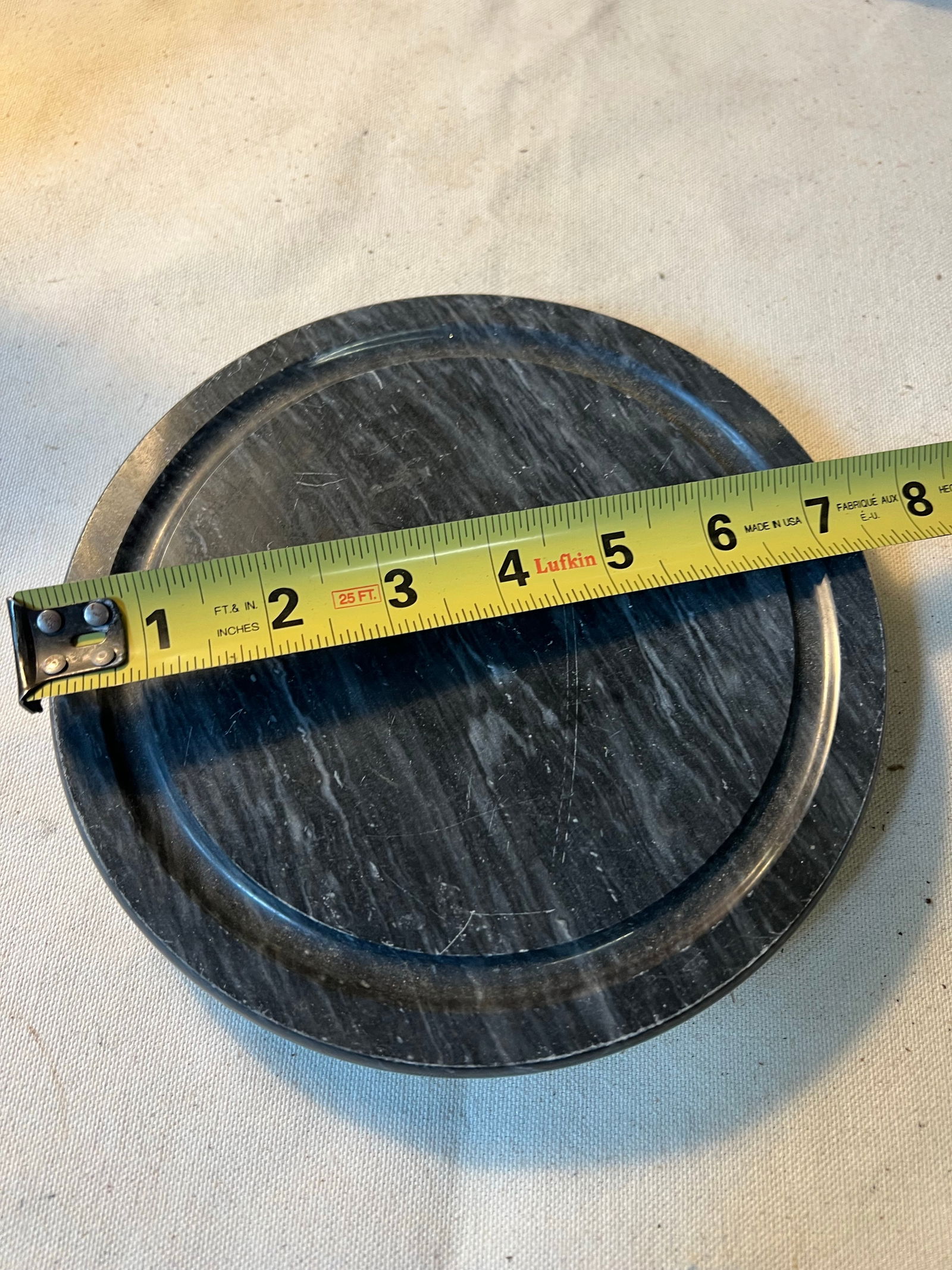 1970s Black Round Marble Serving Cheese Platter - 4