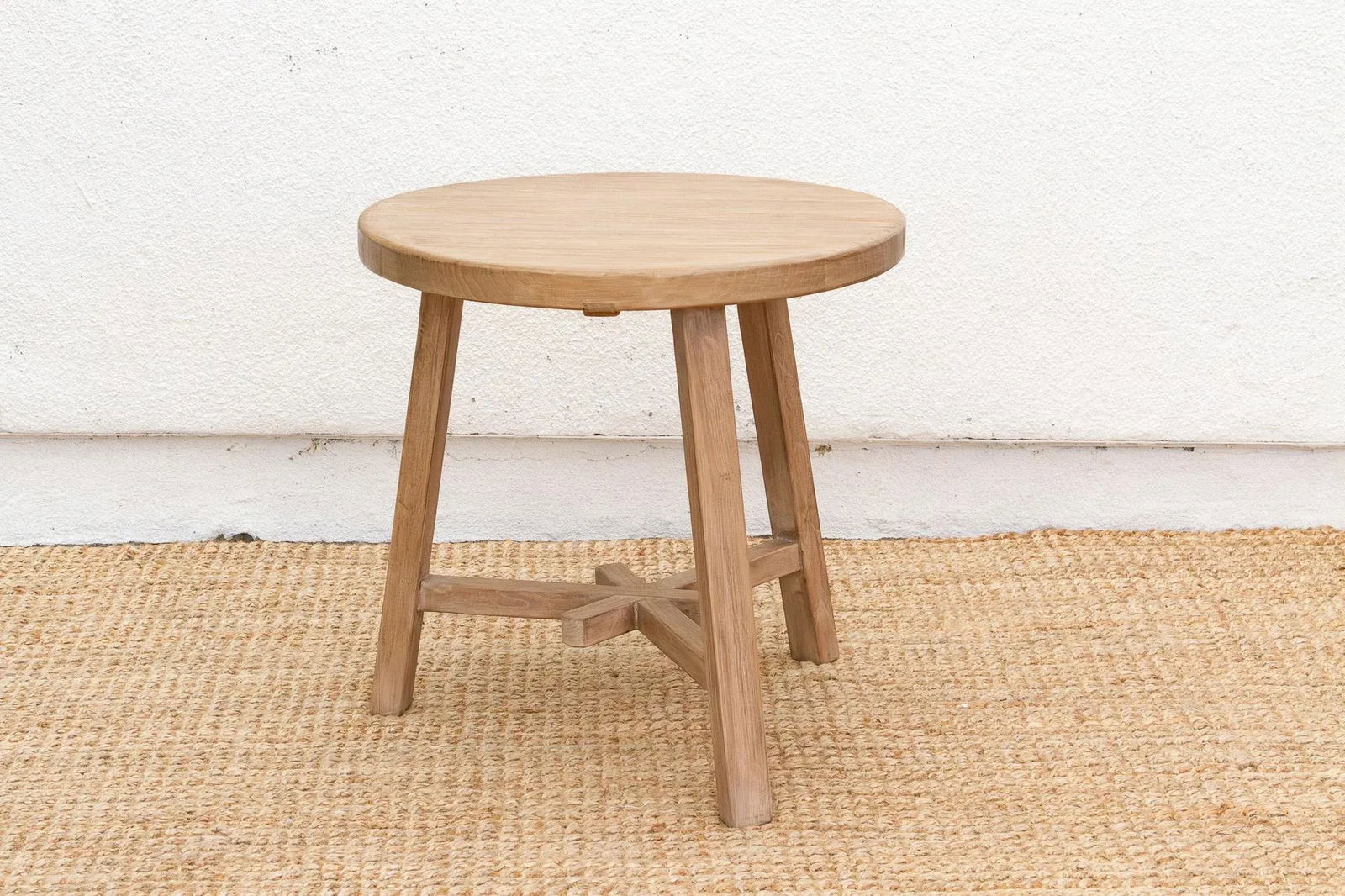 Bleached Wood Round Occasional Table - 4