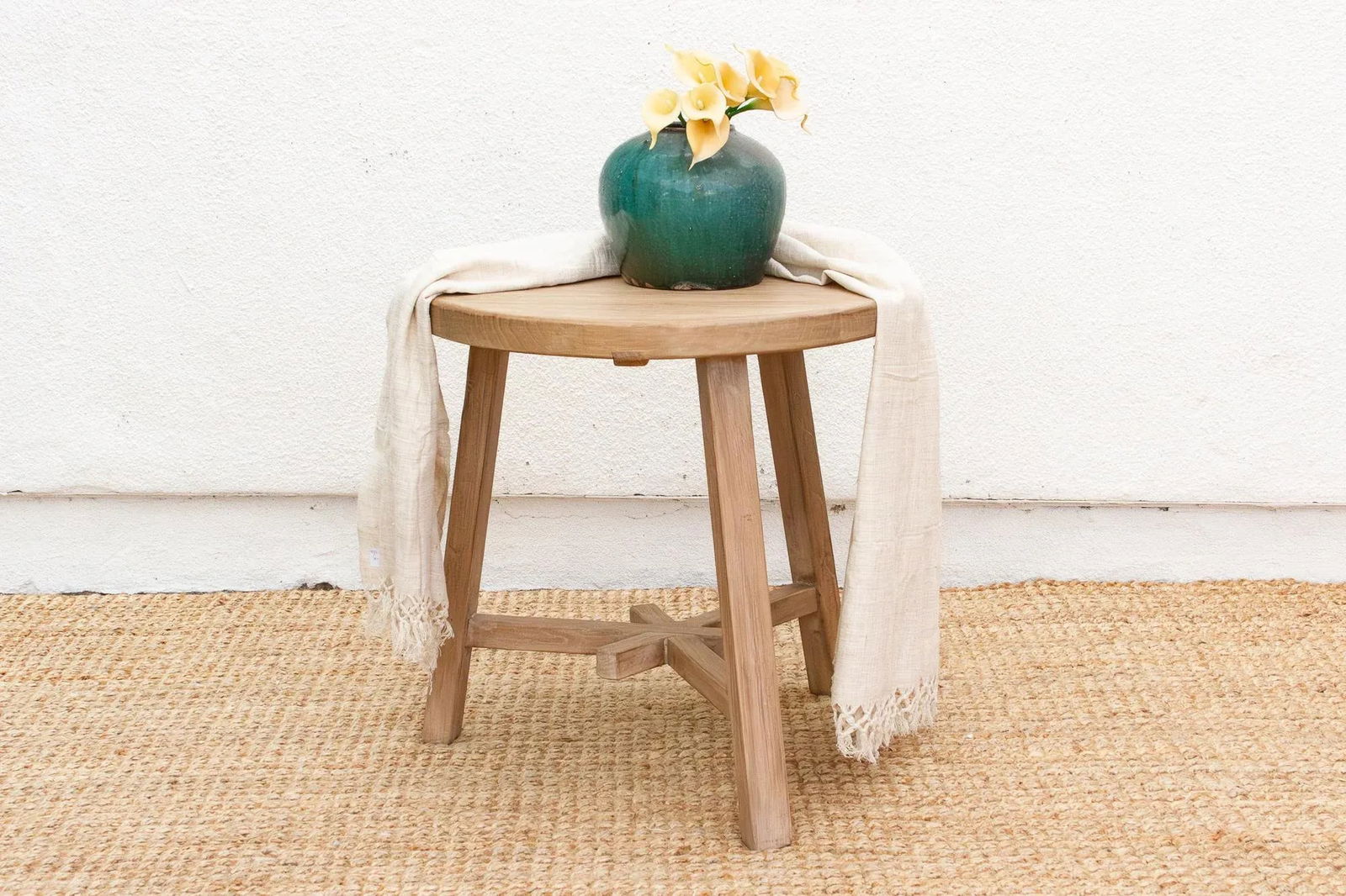 Bleached Wood Round Occasional Table - 9