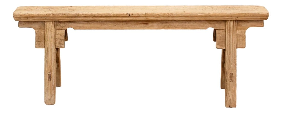 Old Timeworn Wooden Slim Bench: A piece that exudes character and timeless rural charm with this delightful slim farmhouse-style bench. This bench is not just a functional seating solution but a captivating addition to your home