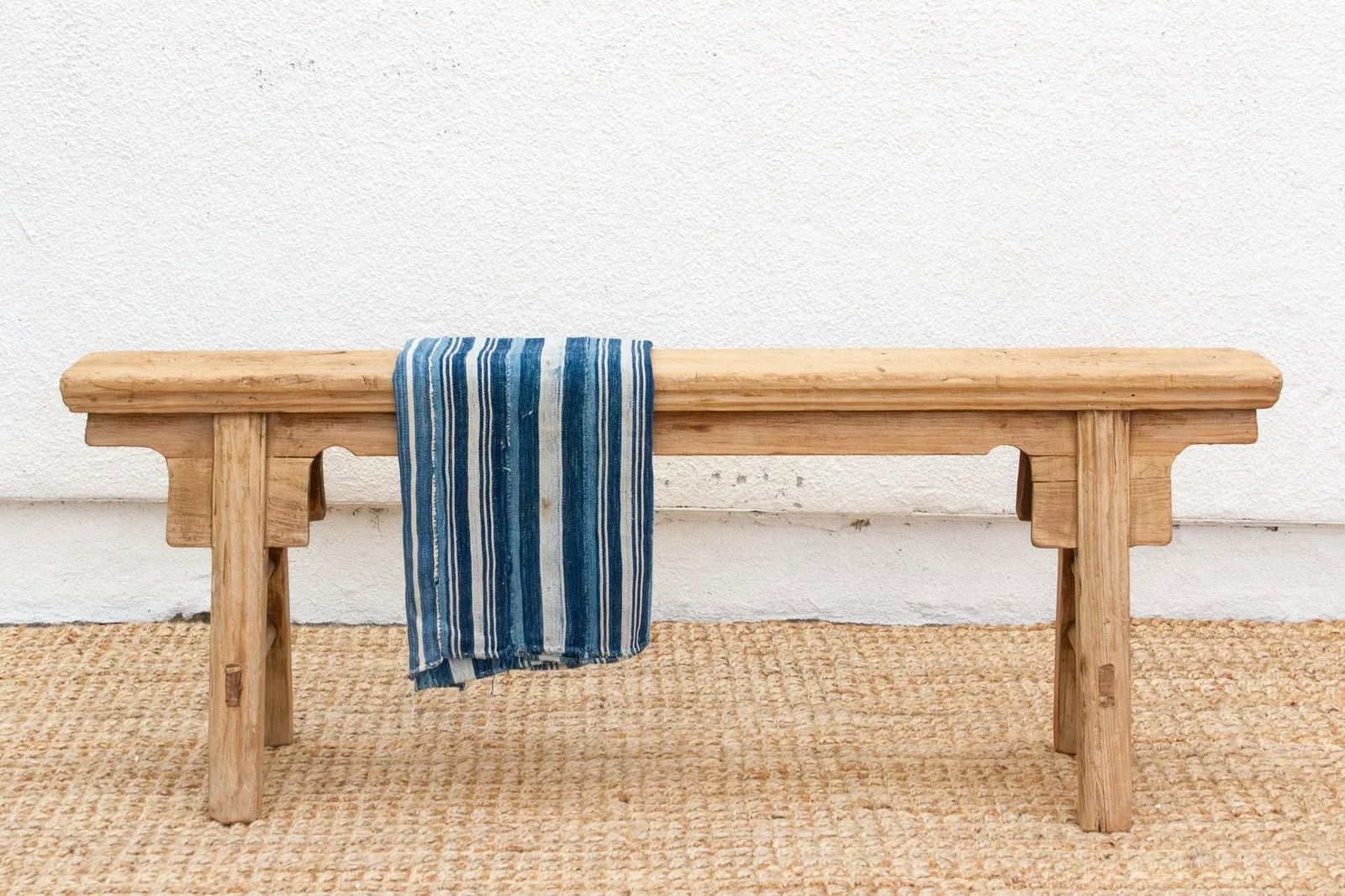 Old Timeworn Wooden Slim Bench - 2