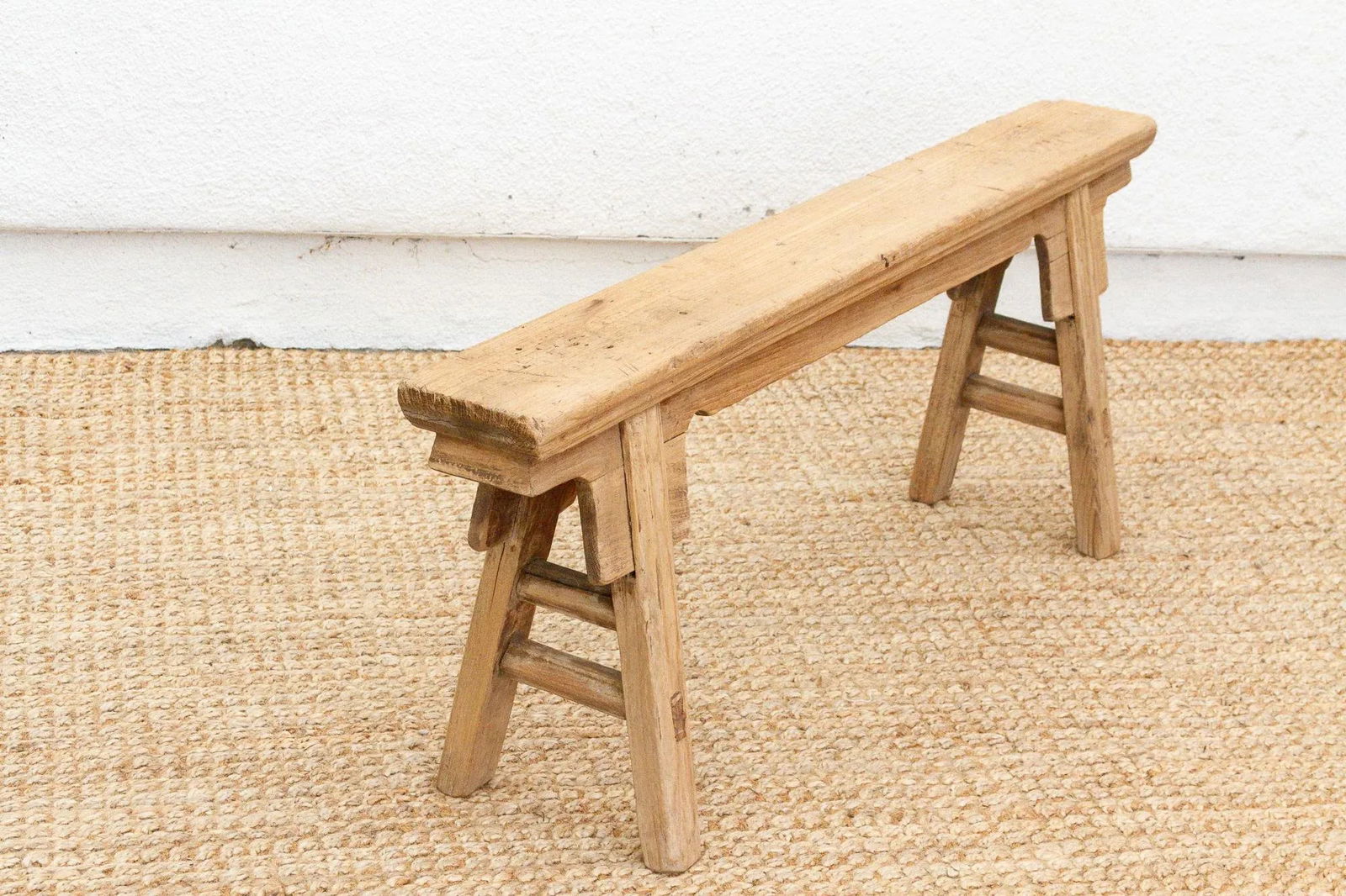 Old Timeworn Wooden Slim Bench - 4