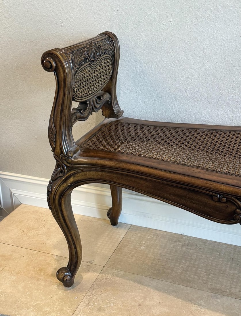 1990s Maitland Smith Vintage Cane Bench - 12