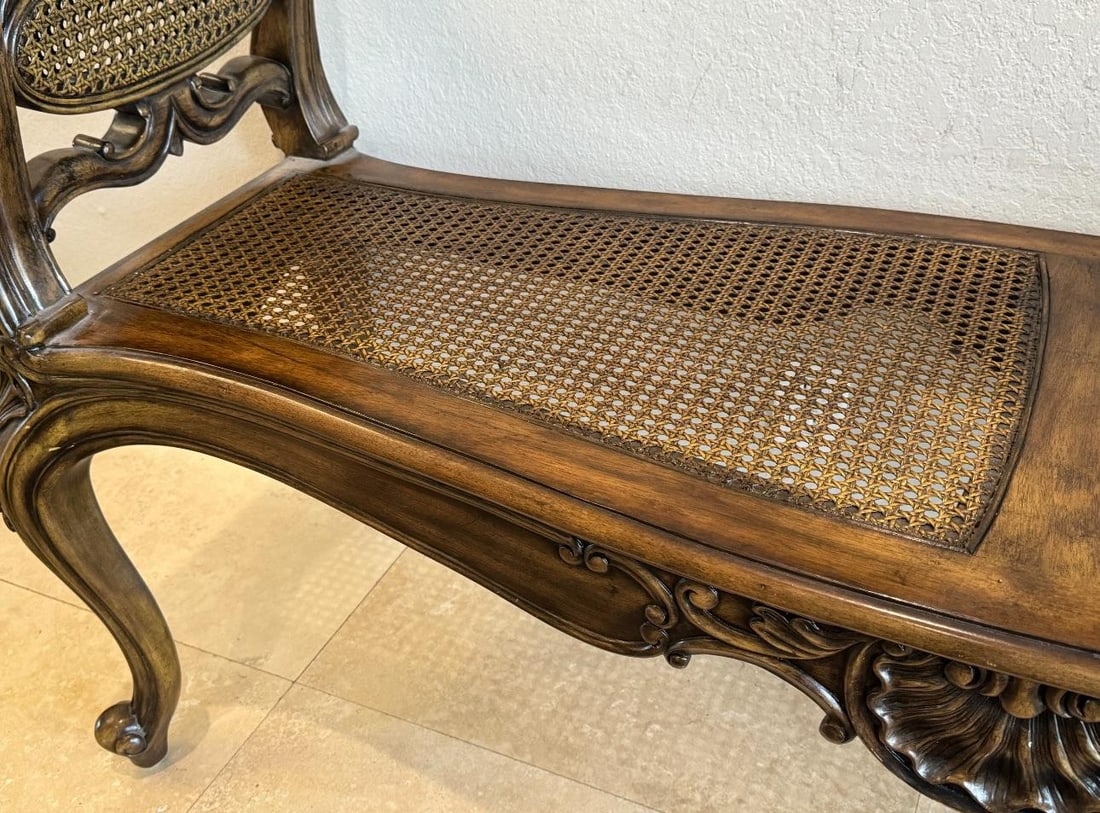 1990s Maitland Smith Vintage Cane Bench - 3