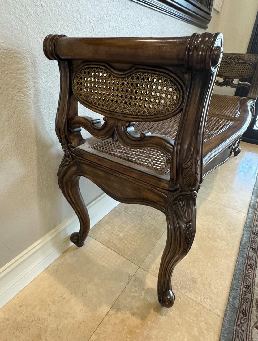 1990s Maitland Smith Vintage Cane Bench - 5