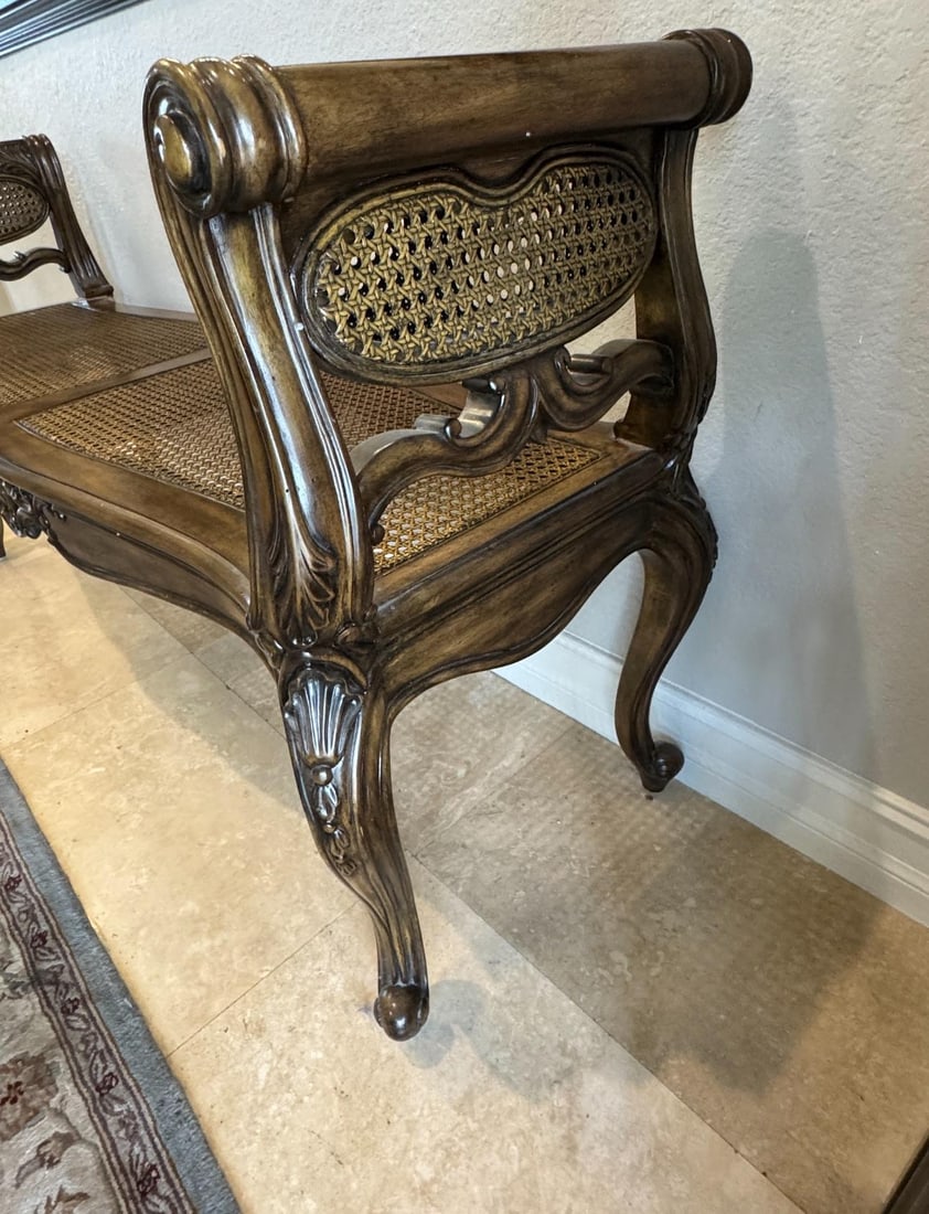 1990s Maitland Smith Vintage Cane Bench - 7