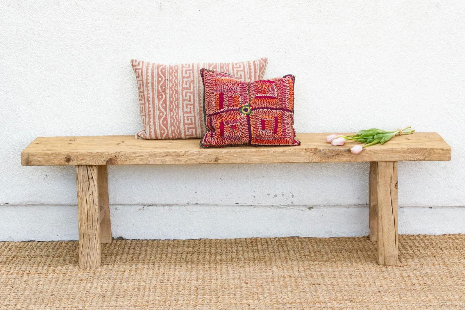 Primitive Bleached Wood Joint Bench - 2