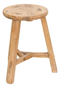 Bleached Wood Vintage Round Stool