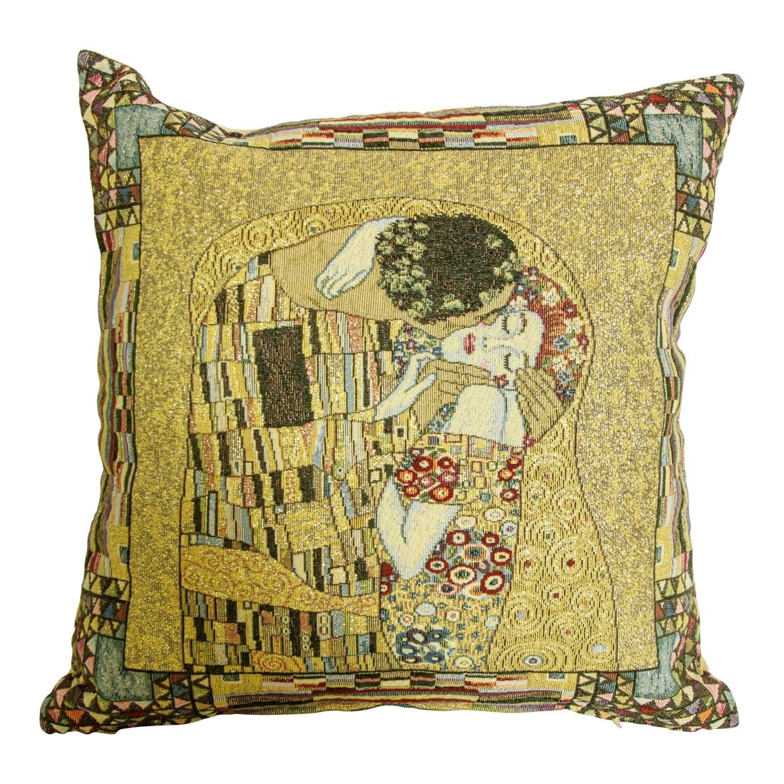 Gustav Klimt the Kiss Throw Pillow Cushion Decor: The Kiss by GUSTAV KLIMT Throw Pillow Cushion Made in Belgium by Flemish Tapestries. Elevate Your Home with Premium Luxury Tapestry Cushion Throw Pillow Made in Flanders, Belgium Indulge in the