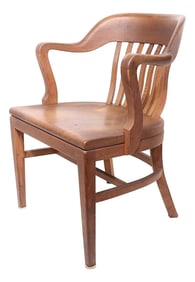 Mid 20th Century Oak Bank of England Jury Desk Office Chair by Gunlocke