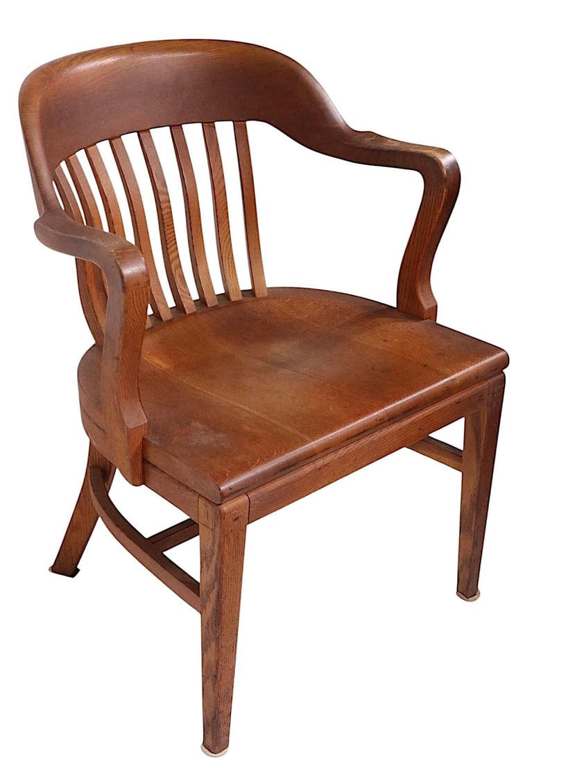 Mid 20th Century Oak Bank of England Jury Desk Office Chair by Gunlocke - 9