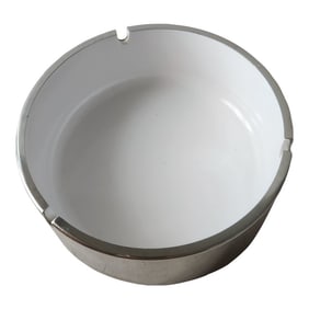 1960s Isamu Kenmochi Mod Ashtray Large Catch All Silver & White