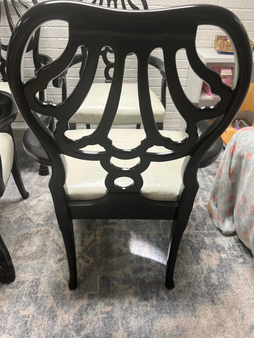 Set of 4 Ralph Lauren Black Armchairs With Genuine Leather Faux Alligator Seats - 2