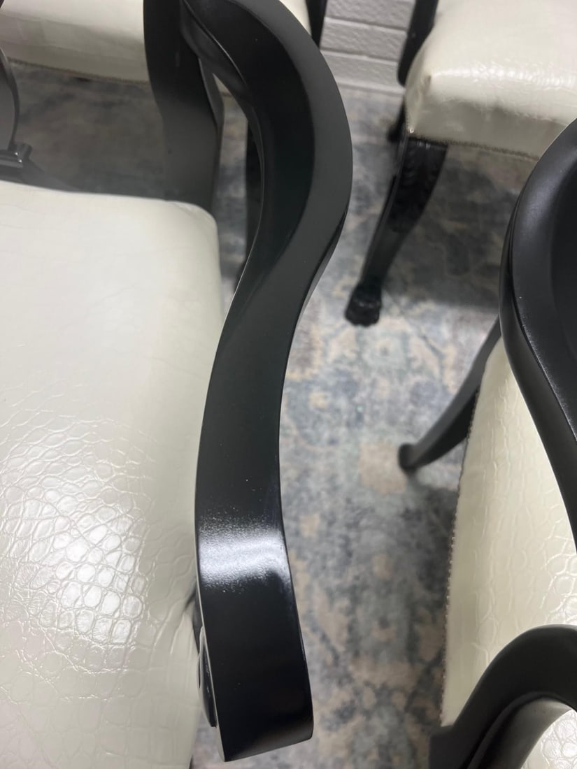 Set of 4 Ralph Lauren Black Armchairs With Genuine Leather Faux Alligator Seats - 4