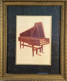 Vintage Print of Grand Piano – Framed Musical Instrument Illustration