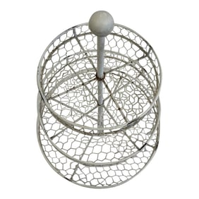 Vintage White 3-Tier Wire Basket Stand – Farmhouse Display Organizer