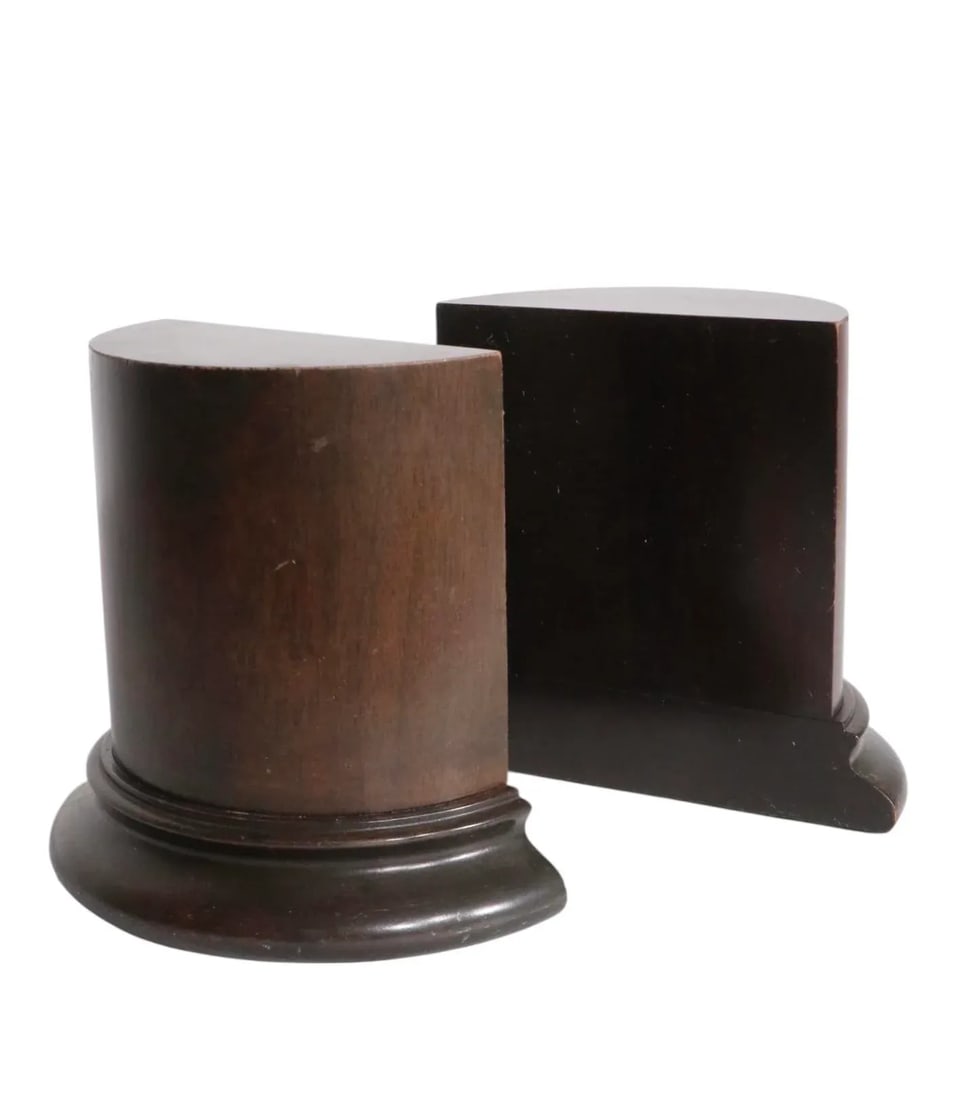 Pair of Mid 20th Century Wood Column Bookends - 4