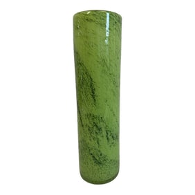 Vintage Green Art Glass Cylinder Vase