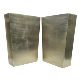 Large Stainless Steel Flat Vases- A Pair of 2