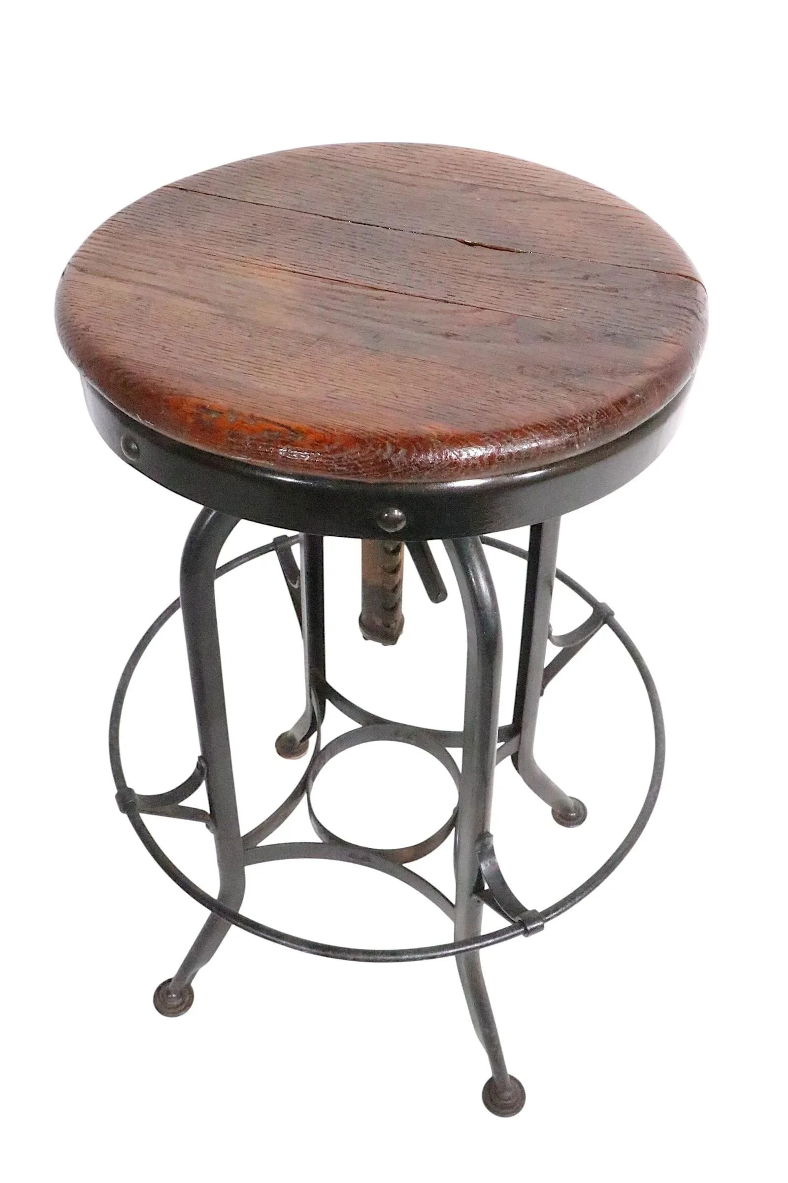 Vintage Adjustable Industrial Work Stool by Toledo Circa 1900/20s - 4