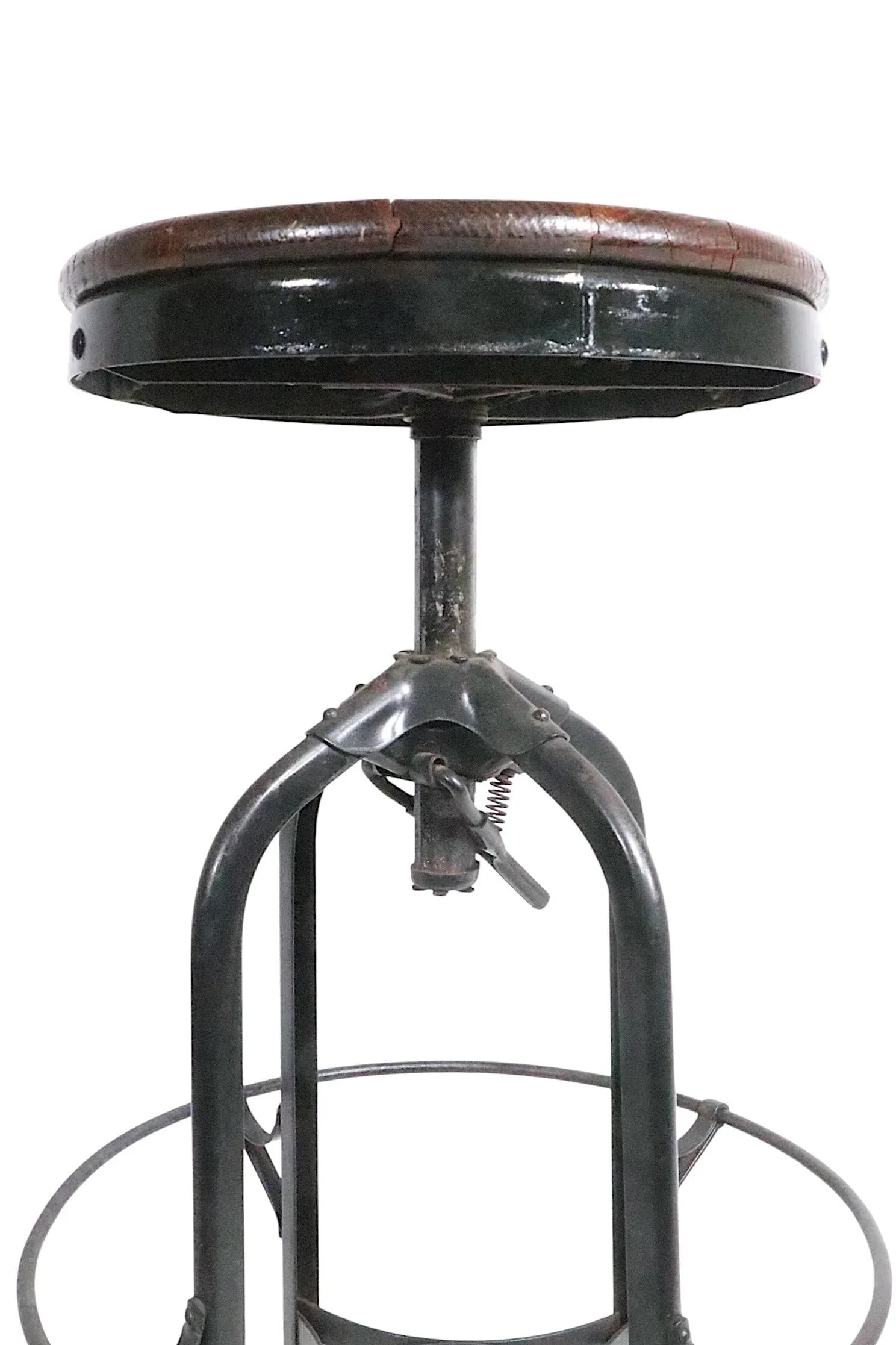 Vintage Adjustable Industrial Work Stool by Toledo Circa 1900/20s - 5