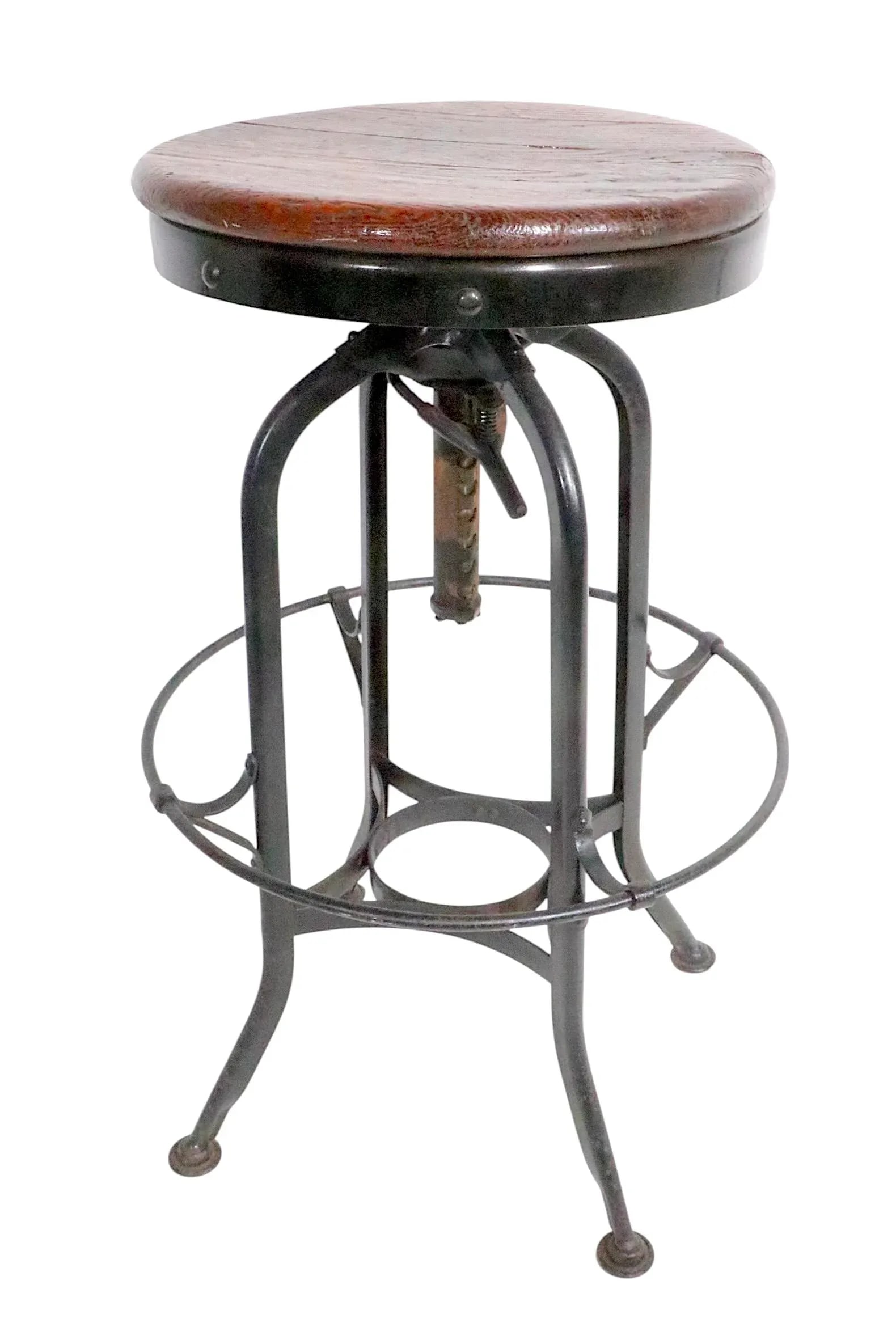 Vintage Adjustable Industrial Work Stool by Toledo Circa 1900/20s - 9