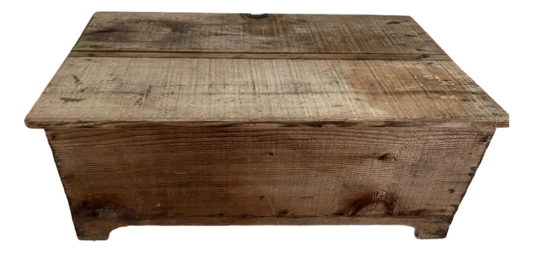 Antique Rustic Wooden Trunk – Primitive Handcrafted Blanket Chest (1 of 6)
