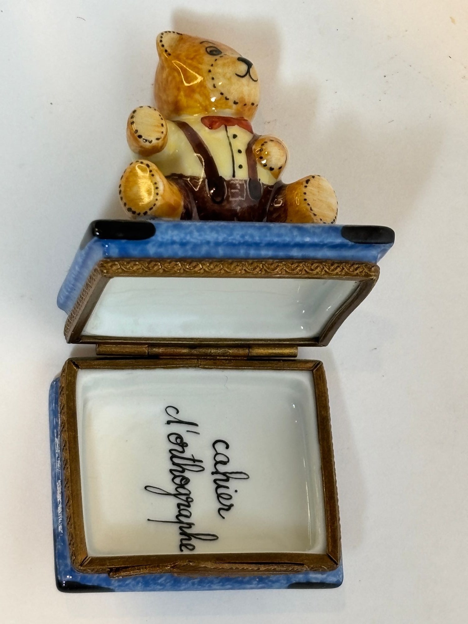 Limoges Porcelain Box With Teddy Bear on Book Hand-Painted France - 11