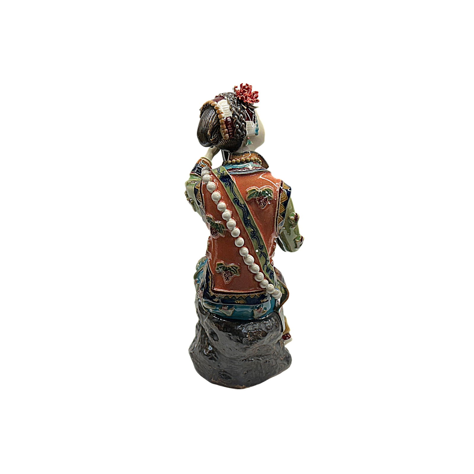 Chinese Porcelain Qing Style Dressing Playing Pipa Lady Figure - 5