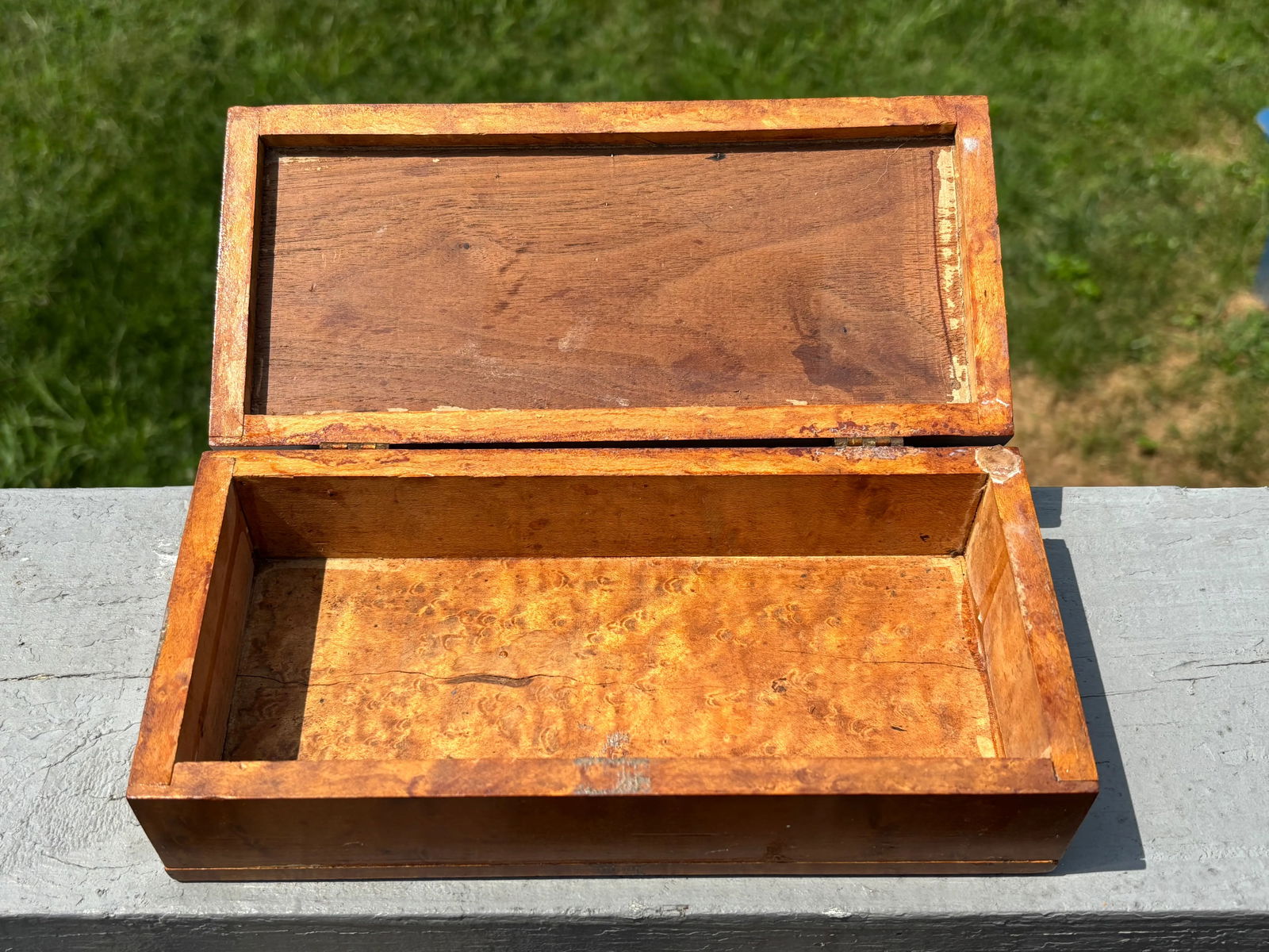 Mid- 20th C. Hand Hewn Burl Wood Valet Box With Baseball Imagery - 8