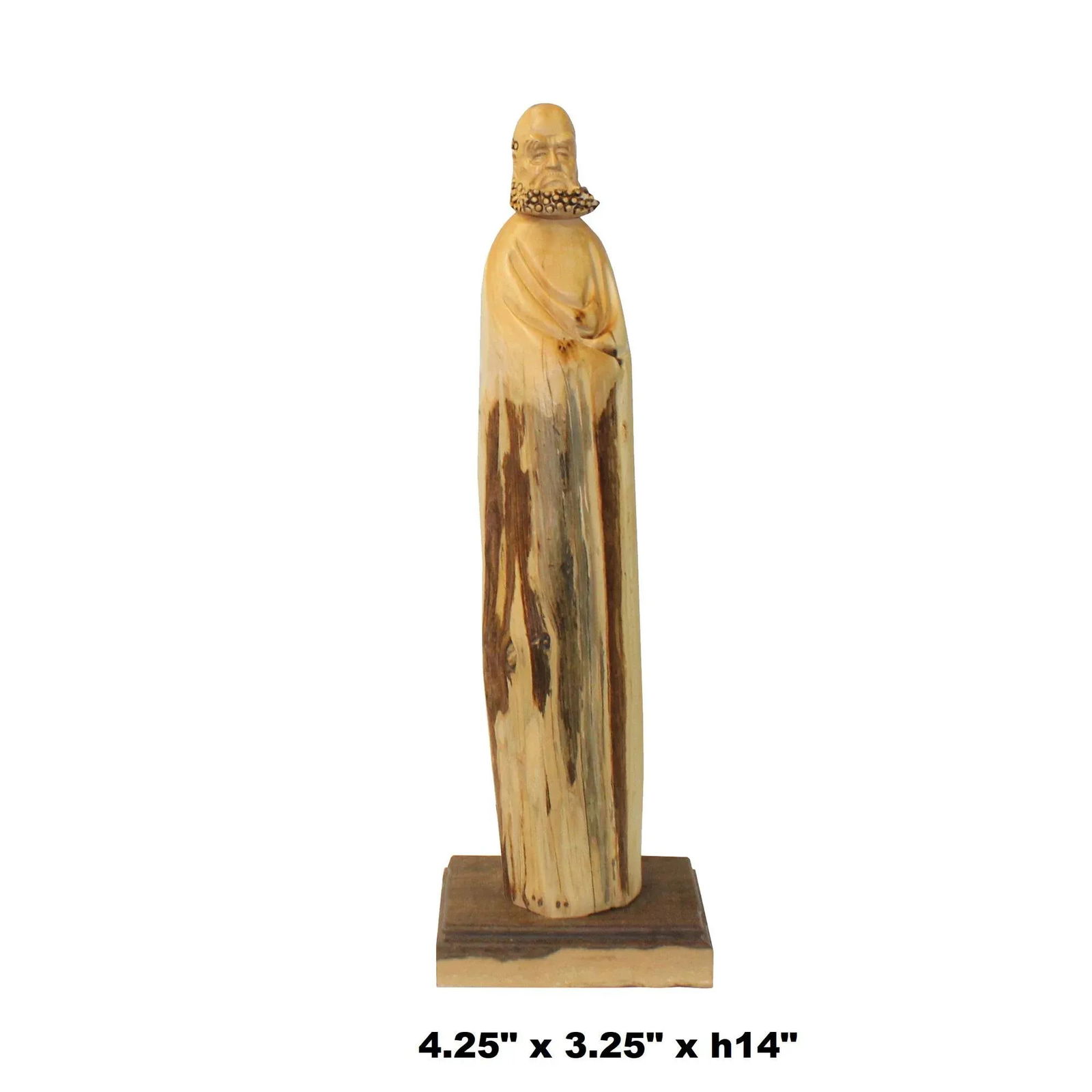 Chinese Cypress Wood Carved Irregular Shape Zen Master Damo Statue - 6