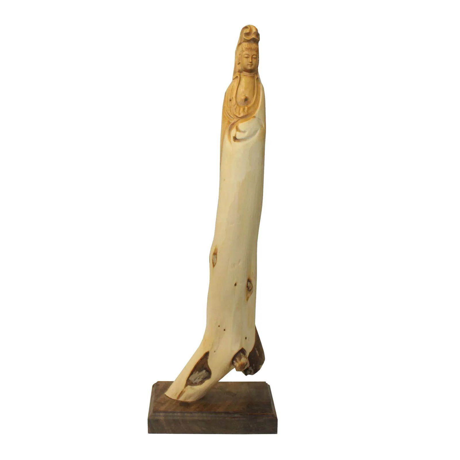 Chinese Cypress Wood Carved Bodhisattva Kwan Yin Tara Statue - 7