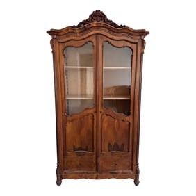 19th Century French Provincial Showcase China and Display Cabinet
