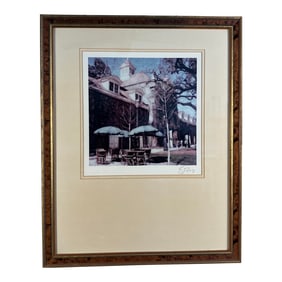 Ernesto RodrÃguez Hand-Colored Photograph – Outdoor Café Scene, Signed