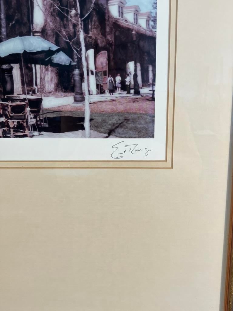 Ernesto RodrÃ­guez Hand-Colored Photograph – Outdoor Café Scene, Signed - 2