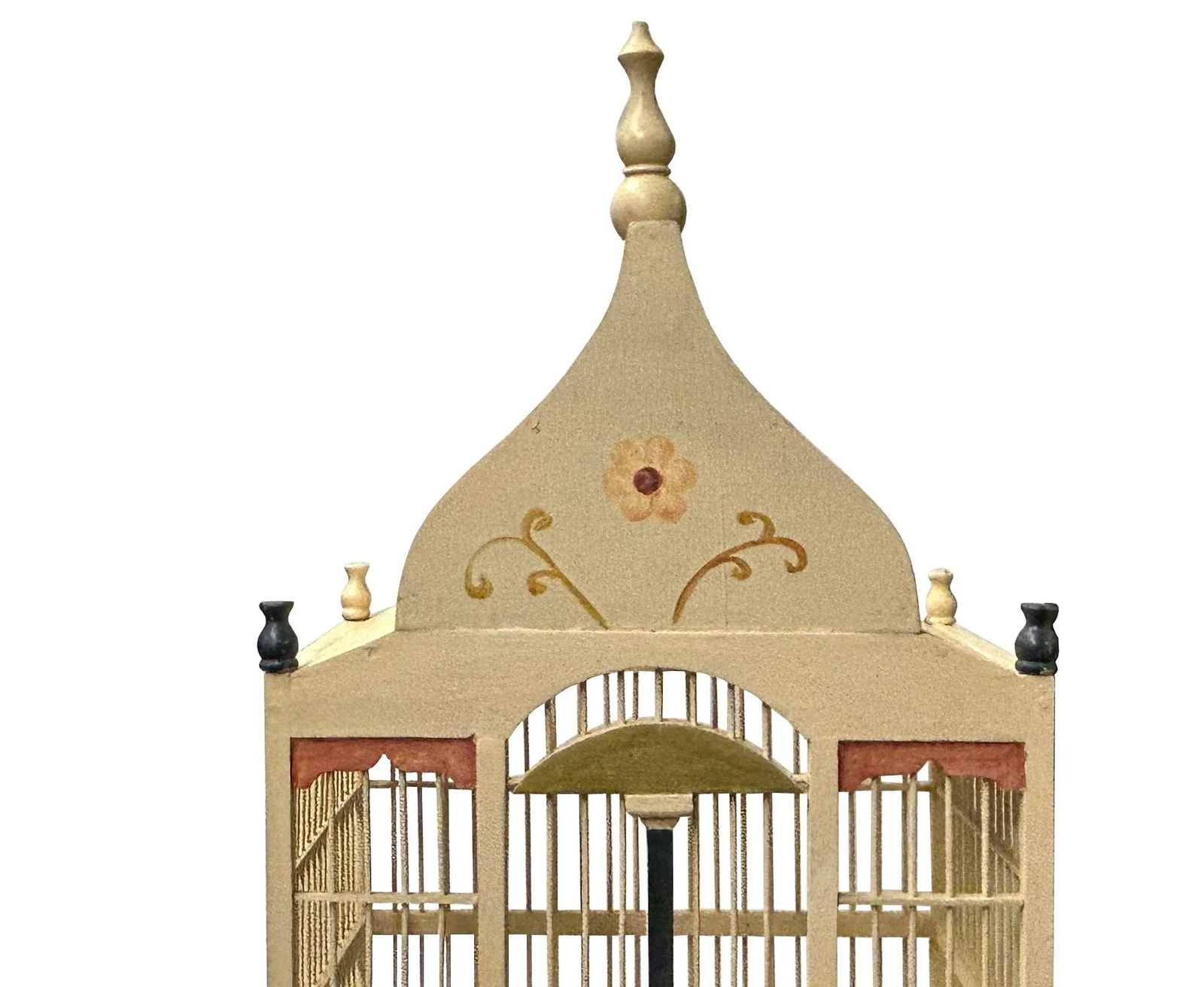 Western House Shape Light Cream Color Wood Birdcage Display - 7