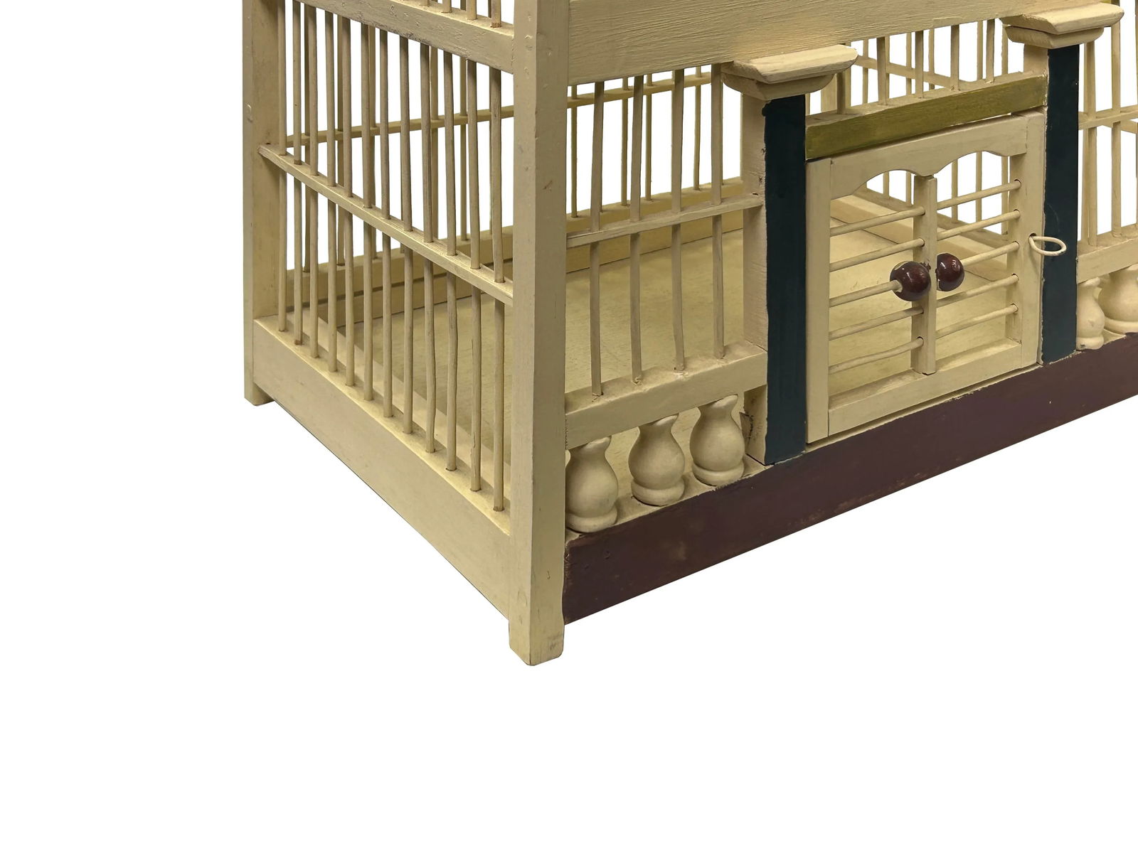 Western House Shape Light Cream Color Wood Birdcage Display - 8