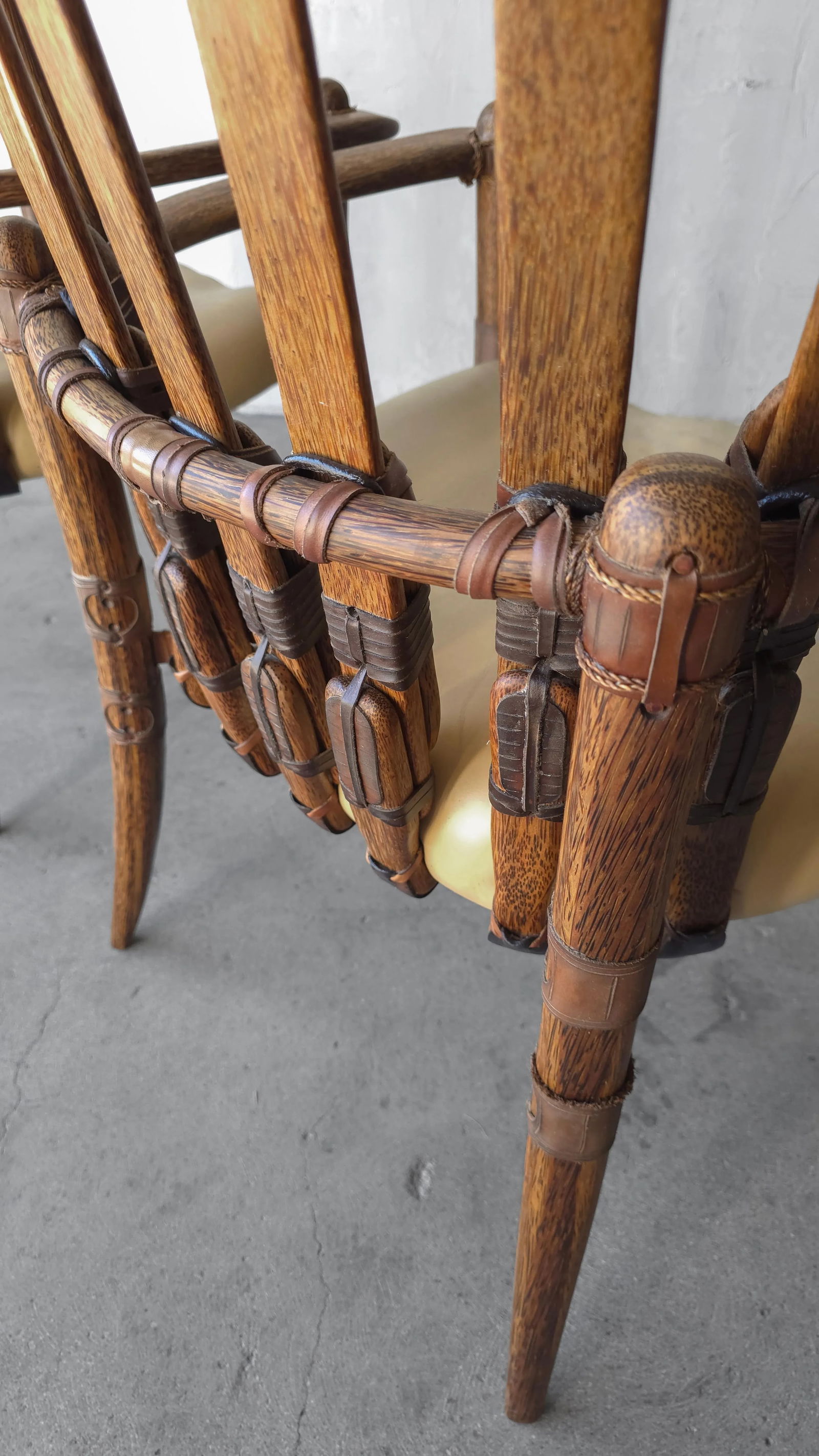 Pair of Palmwood and Leather Mendi Chairs by Pacific Green - 6