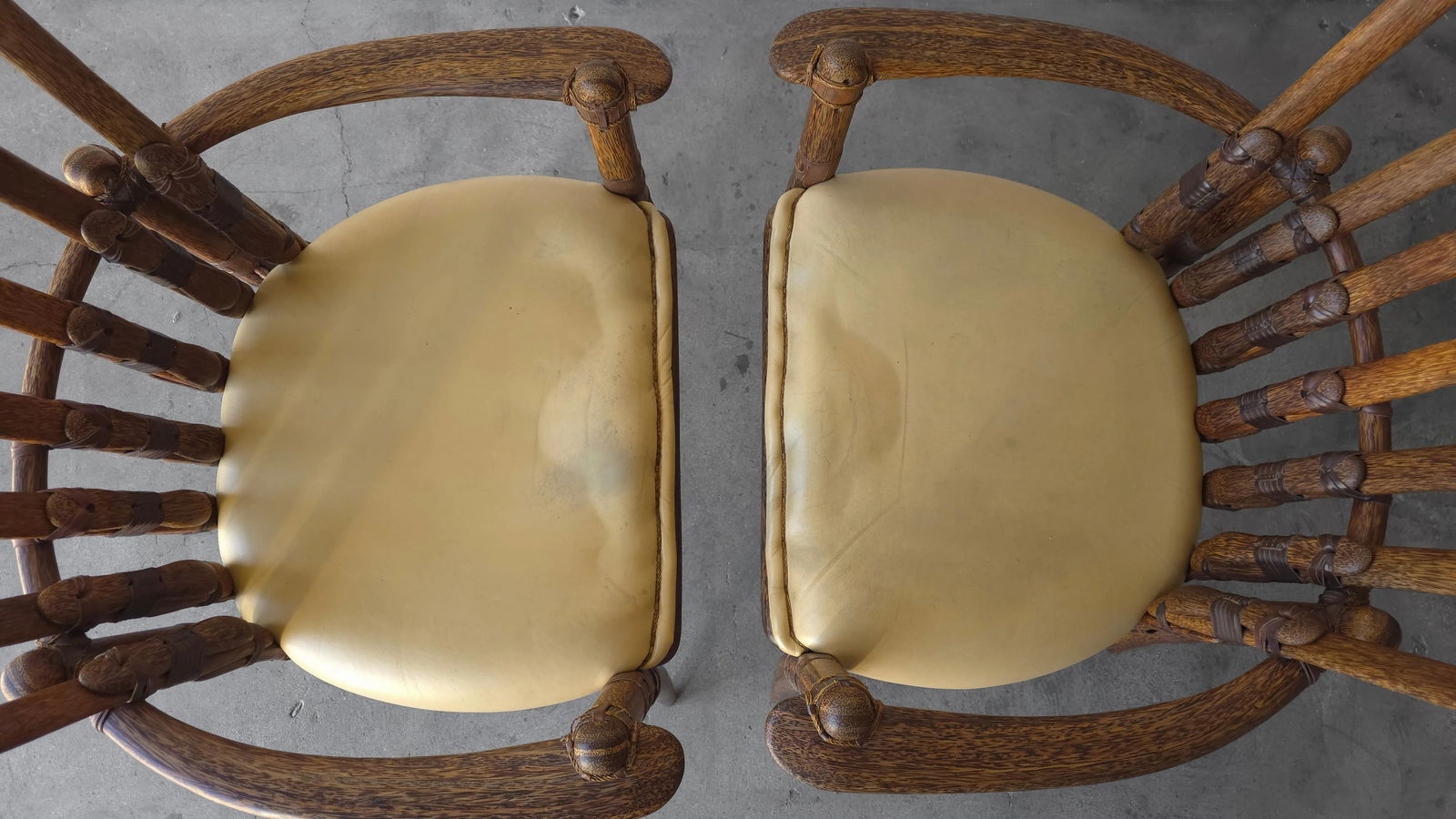 Pair of Palmwood and Leather Mendi Chairs by Pacific Green - 8