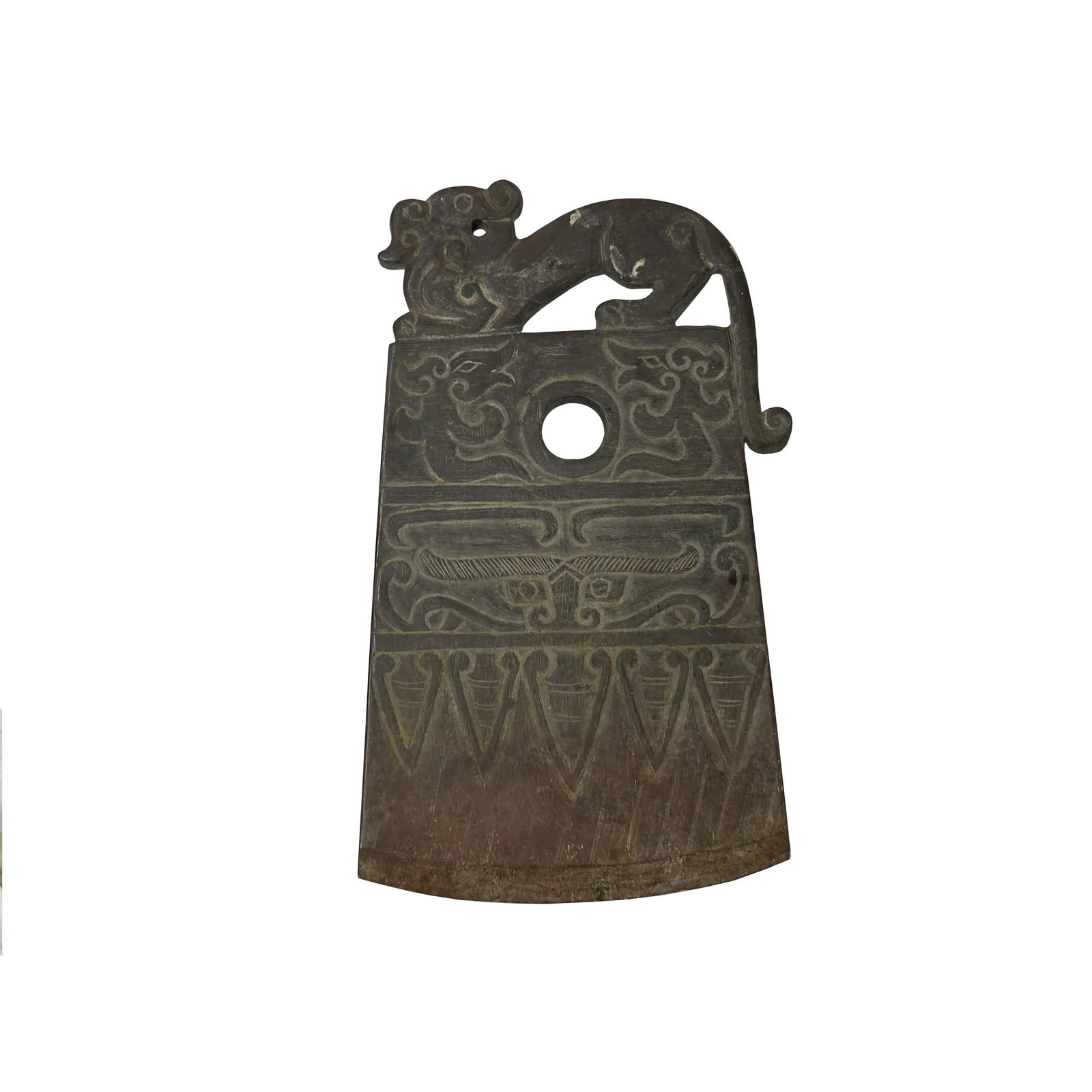 Oriental Stone Ritual Mythical Motif Carving Display Plaque Art - 6