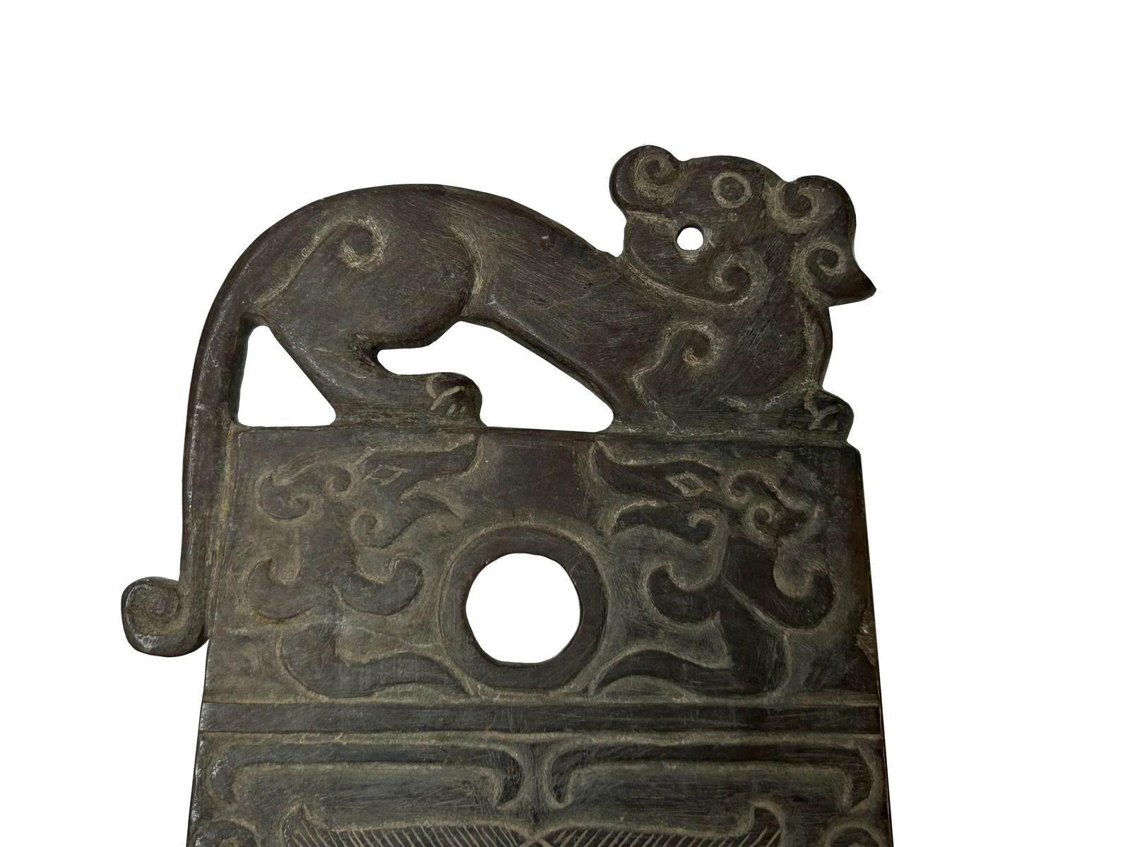 Oriental Stone Ritual Mythical Motif Carving Display Plaque Art - 8