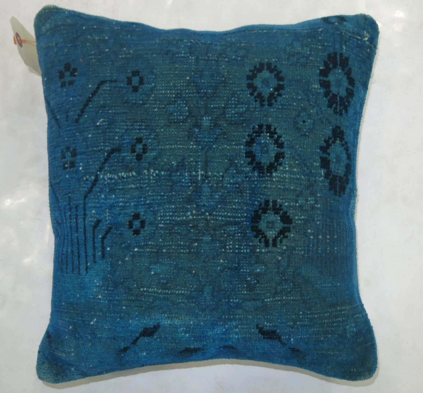 Blue Turkish Overdye Rug Pillow - 3