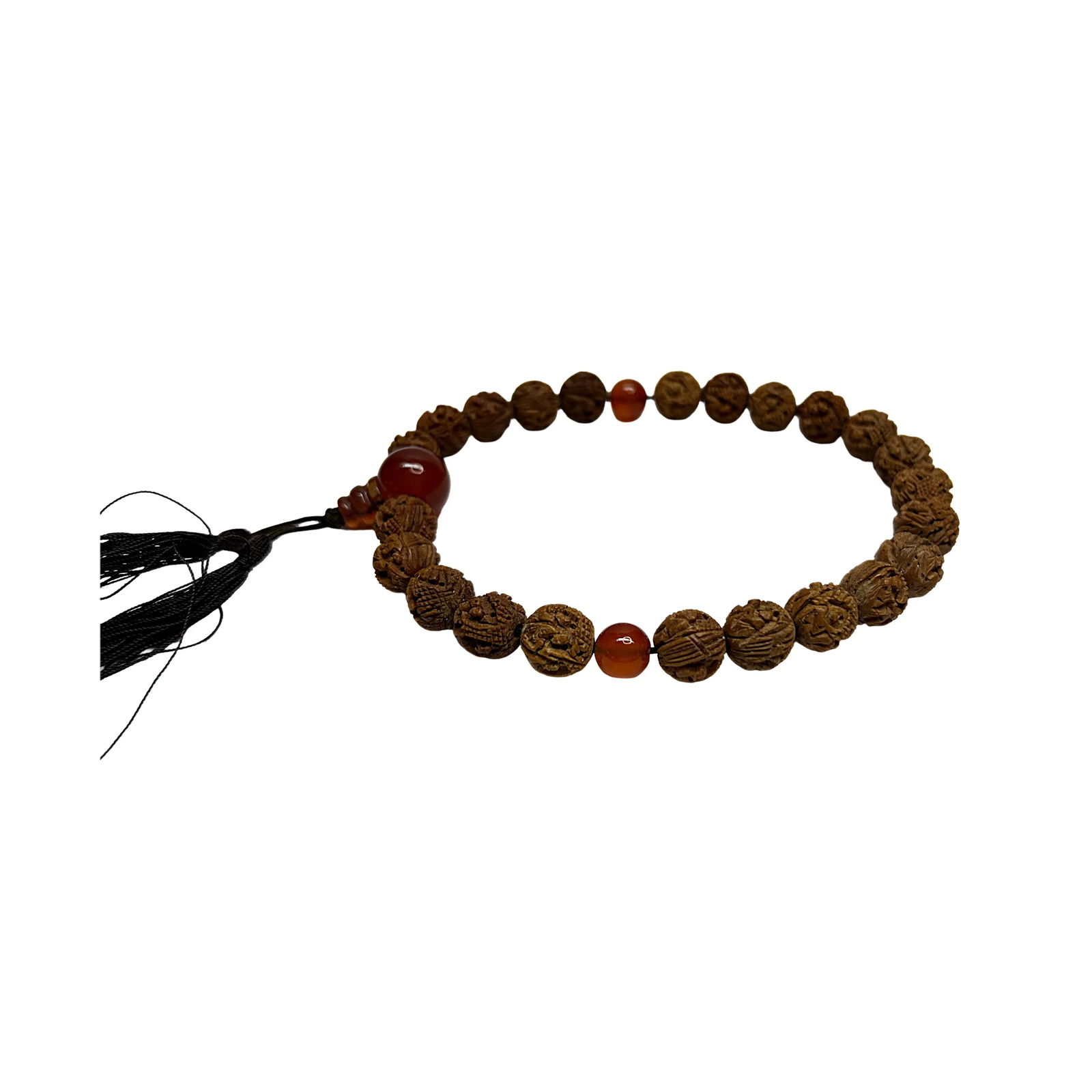 Light Brown Seed Carving 23 Beads Hand Rosary Praying Chain - 2