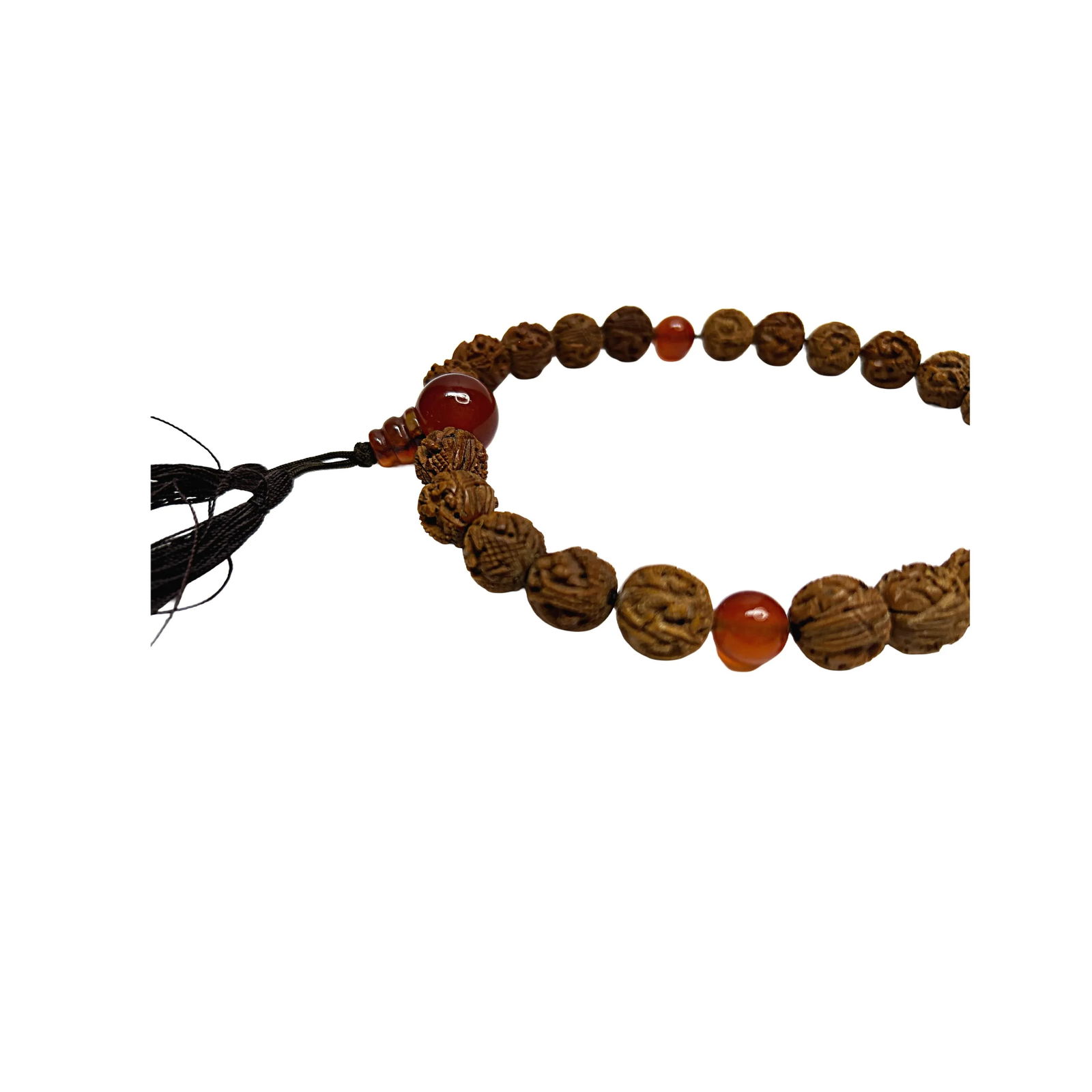 Light Brown Seed Carving 23 Beads Hand Rosary Praying Chain - 4