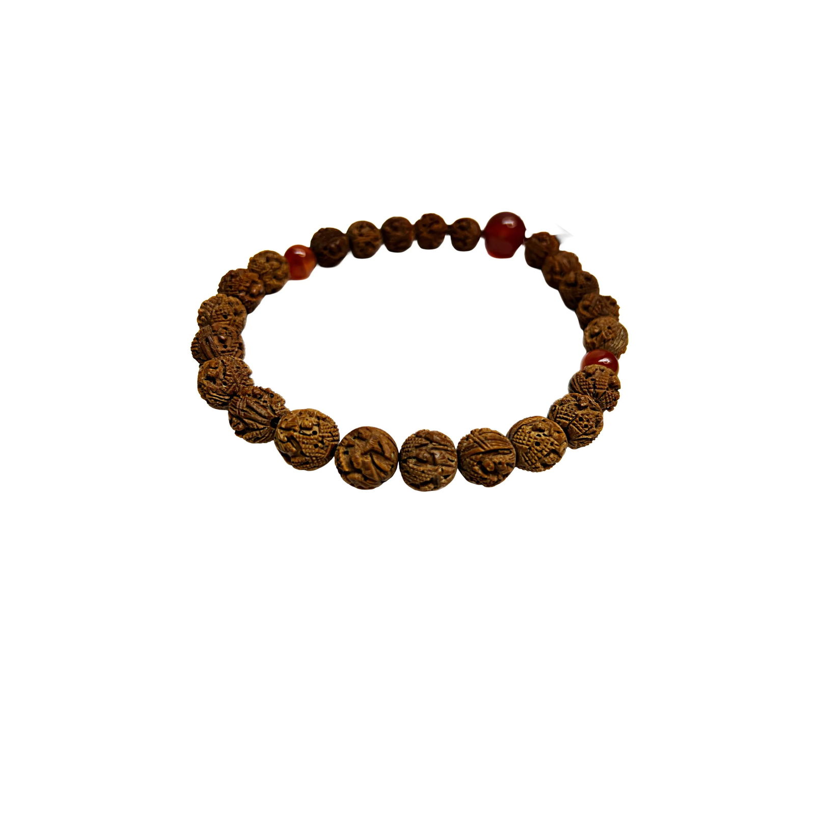 Light Brown Seed Carving 23 Beads Hand Rosary Praying Chain - 5