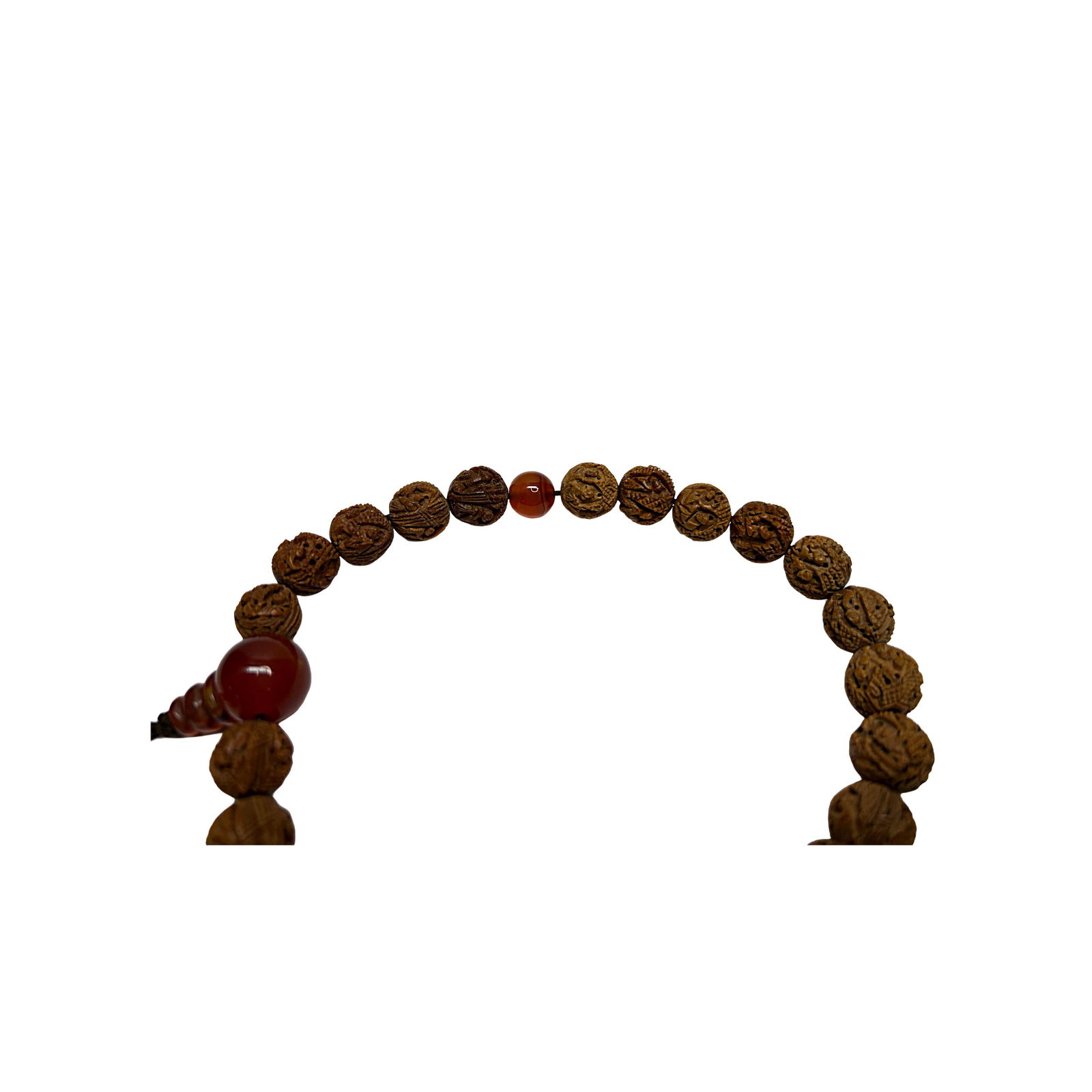 Light Brown Seed Carving 23 Beads Hand Rosary Praying Chain - 7