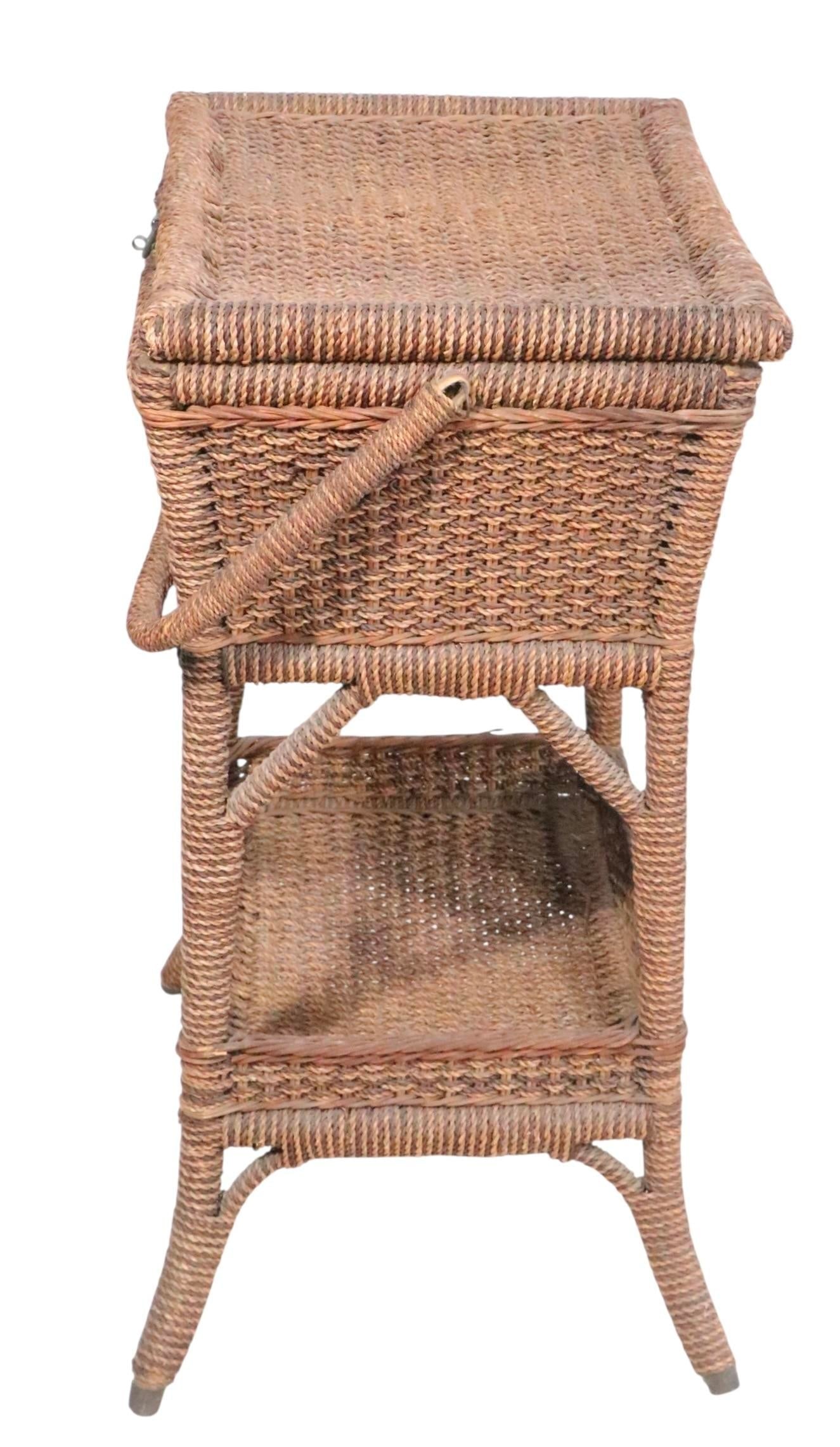 Antique Rope Wicker Sewing Stand - 14