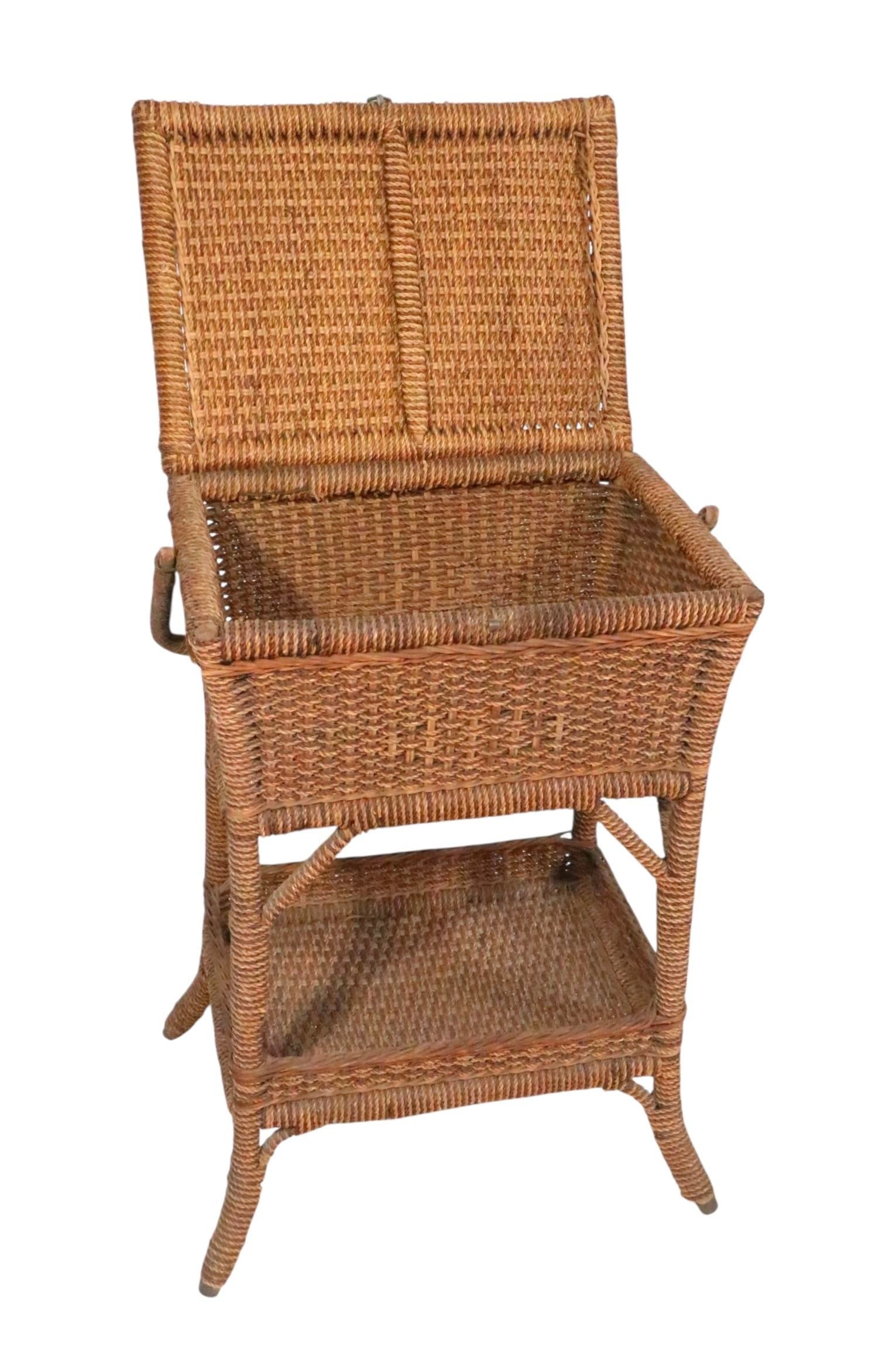 Antique Rope Wicker Sewing Stand - 6