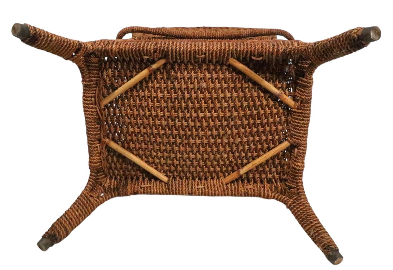 Antique Rope Wicker Sewing Stand - 8