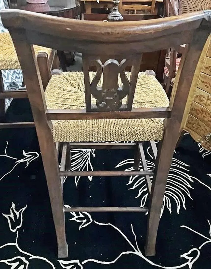 Pair of 1980s Hand Carved Mahogany Bar Stools - 5